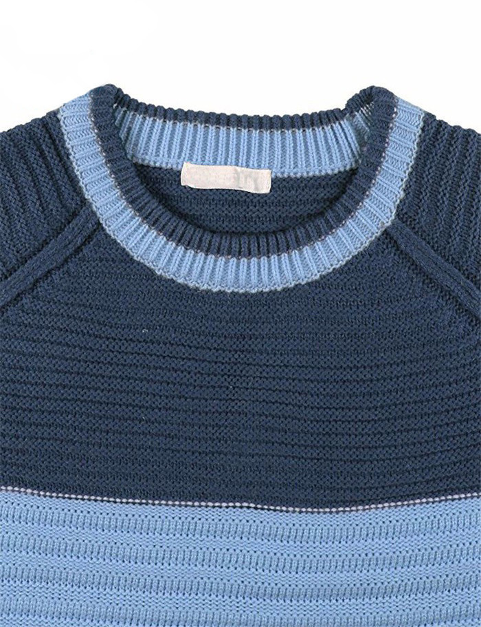 Sweater Designs For Kids Hand Knitted Long Sleeve Jumper Tops Wool Angora Pattern Chunky Stripes Knitted Sweater