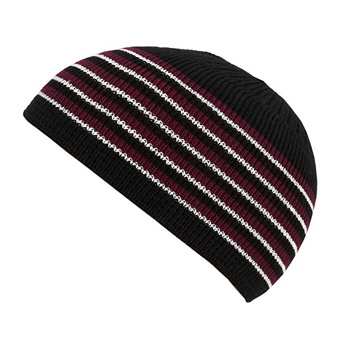 Wholesale Muslim Stretchy Elastic Beanie Hat Kufi Skull Cap Hats Featuring Cool Custom Color Designs Stripes Beanie