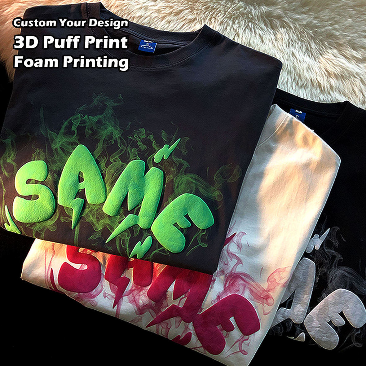 Heavyweight 250 Gsm Heavy Cotton 100% T Shirt For Men With Logo Tee Unisex Men Custom 3d Foam Puff Print Graphic T Shirt