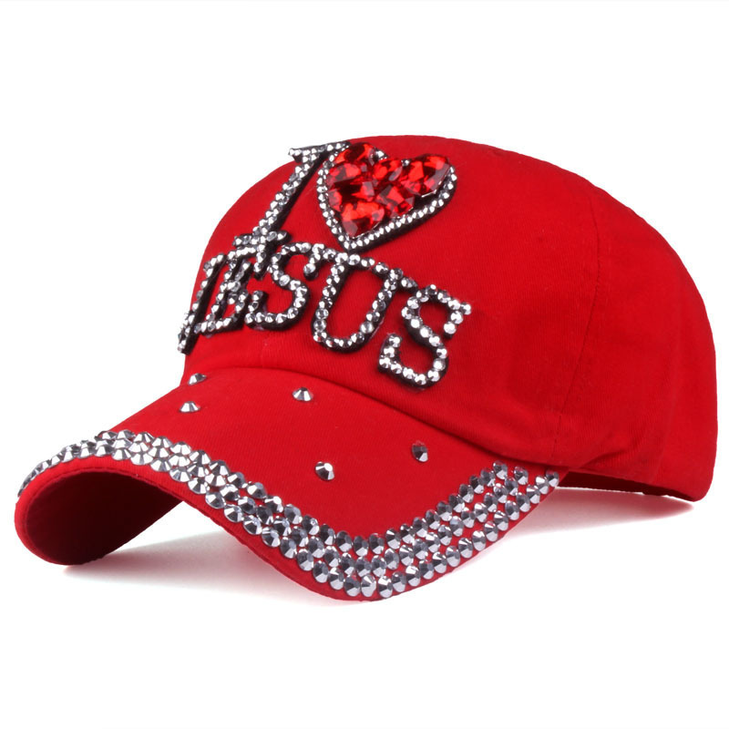 Custom Christian Embroidery Cap Men Jesus Gorras big bling rhinestone studded baseball hat Religion Jesus Hat