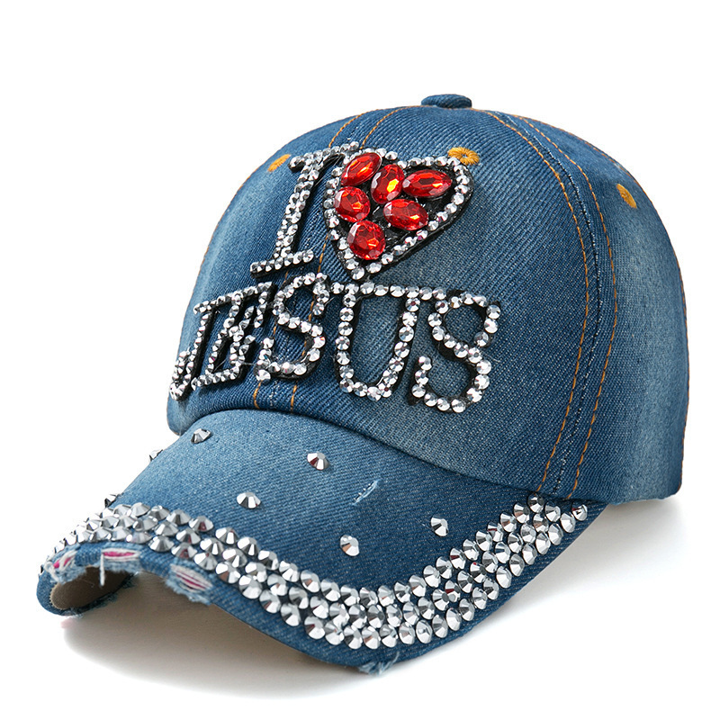 Custom Christian Embroidery Cap Men Jesus Gorras big bling rhinestone studded baseball hat Religion Jesus Hat