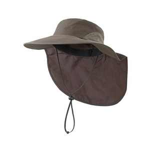 Premium Polyester Bucket Hat Outdoor UPF 50+ Sun Hat Wide Brim Mesh Fishing Hat with Neck Flap Quick Drying