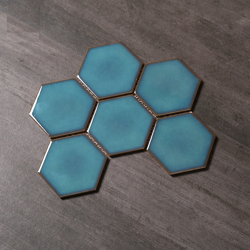 Modern Hexagon Pattern Peel Stick Hexagon Wall Tile Sticker Decorative Bathroom Tile Glazed Tiles Full Polished Glazed Room AAA