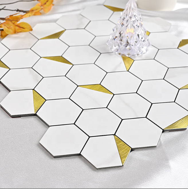 Peel and Stick Backsplash Kitchen Hexagon Wall Sticker 3D Mosaic Self Adhesive Wall Tiles