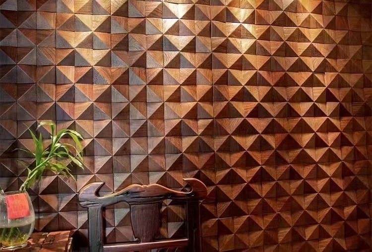 Decorated Indoor Solid Wood 3D American Walnut Wall Panel