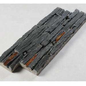 High Quality Black Panels Natural Cultured Stone Veneer Stack Stone for Wall Cladding Factory Supply