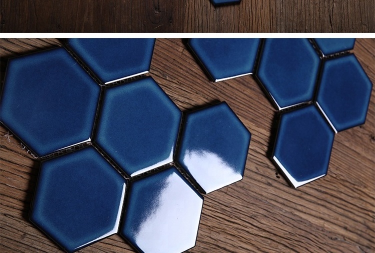 Modern Hexagon Pattern Peel Stick Hexagon Wall Tile Sticker Decorative Bathroom Tile Glazed Tiles Full Polished Glazed Room AAA