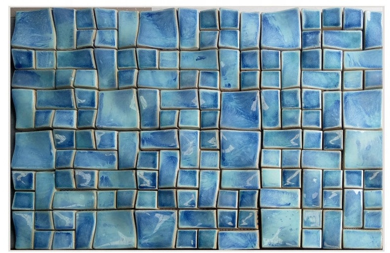 Blue Wave Tiles Handmade Ceramic Wall Subway Tiles for Bathroom