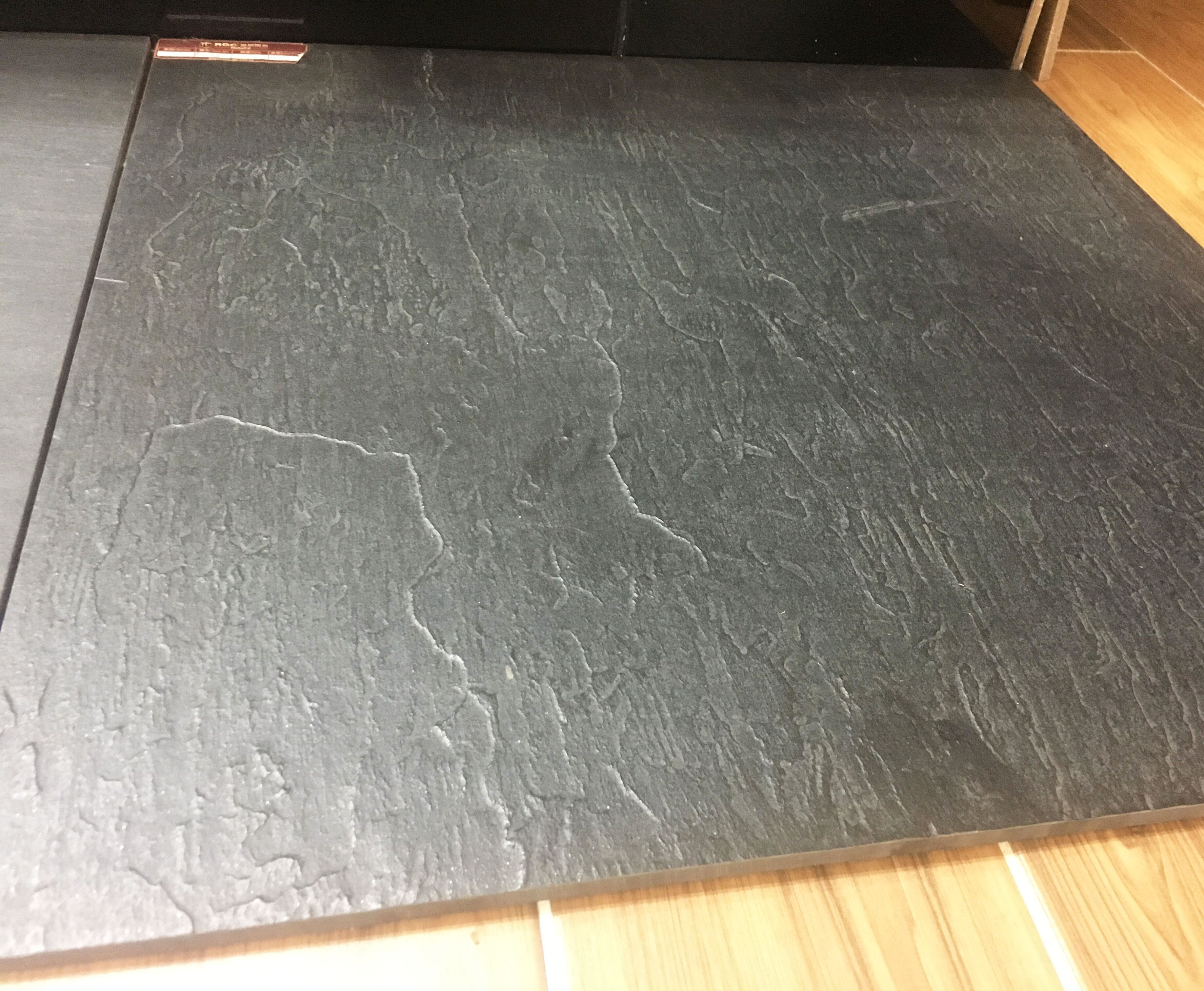 Factory Direct 600x600mm Matte Finish Full Body Black Tiles Imitate Slate Stone