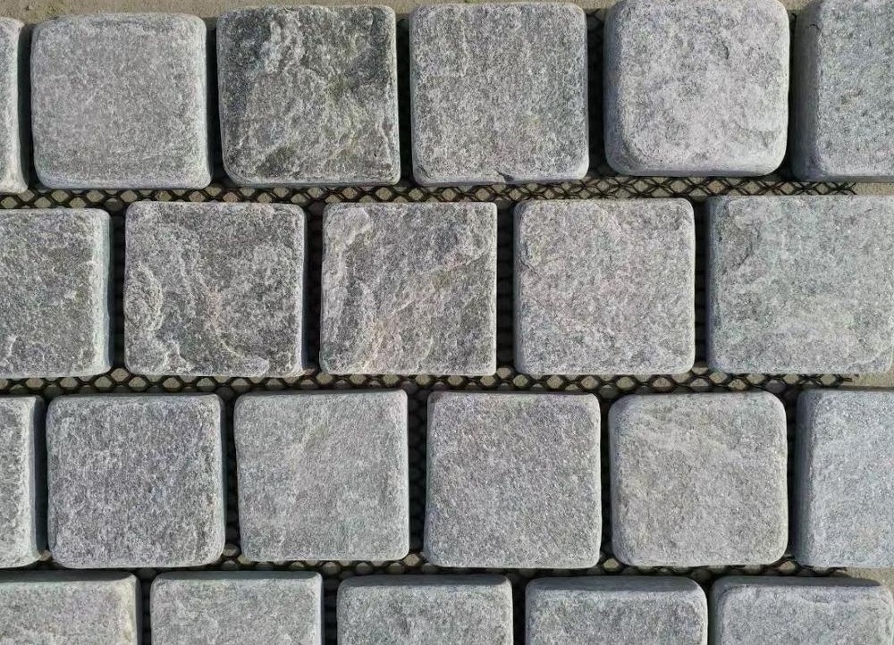 Granite Paving Stone Cobble Stone Paver Stone with Meshed Back for Driveway