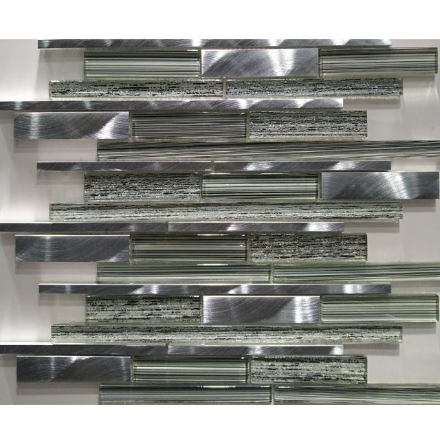 aluminum composite panel mosaic/ glass and metal mosaic tile/ metal backsplash