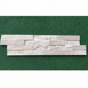 Natural Split Face Beige Travertine Exterior Wall Stacked Stone Wall Stone Panel Decorative Wall Stone Veneer