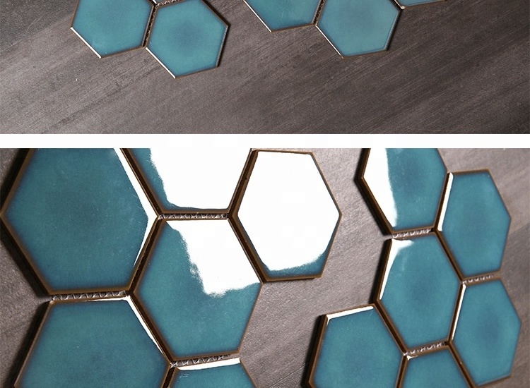 Modern Hexagon Pattern Peel Stick Hexagon Wall Tile Sticker Decorative Bathroom Tile Glazed Tiles Full Polished Glazed Room AAA