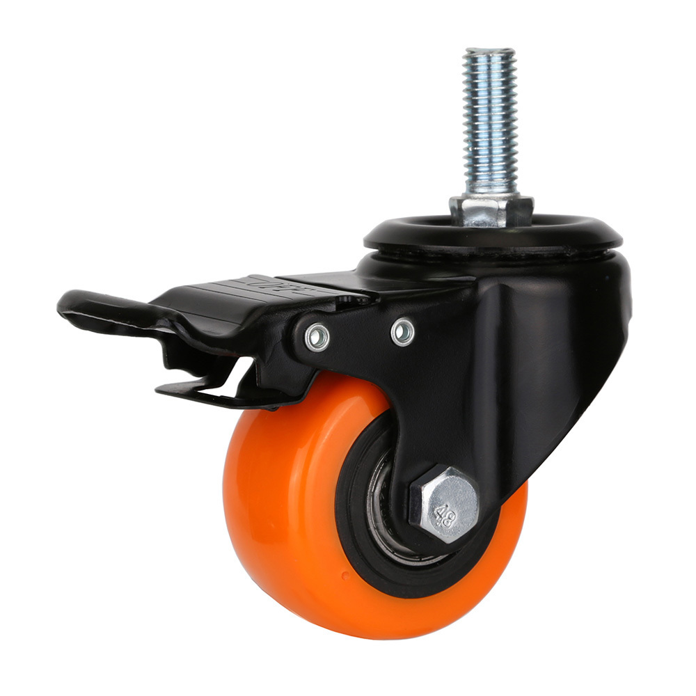 Universal Mounting 1.5inch 40 mm 2.5 inch 65mm PVC PU orange sewing machine caster wheel workbench caster kit