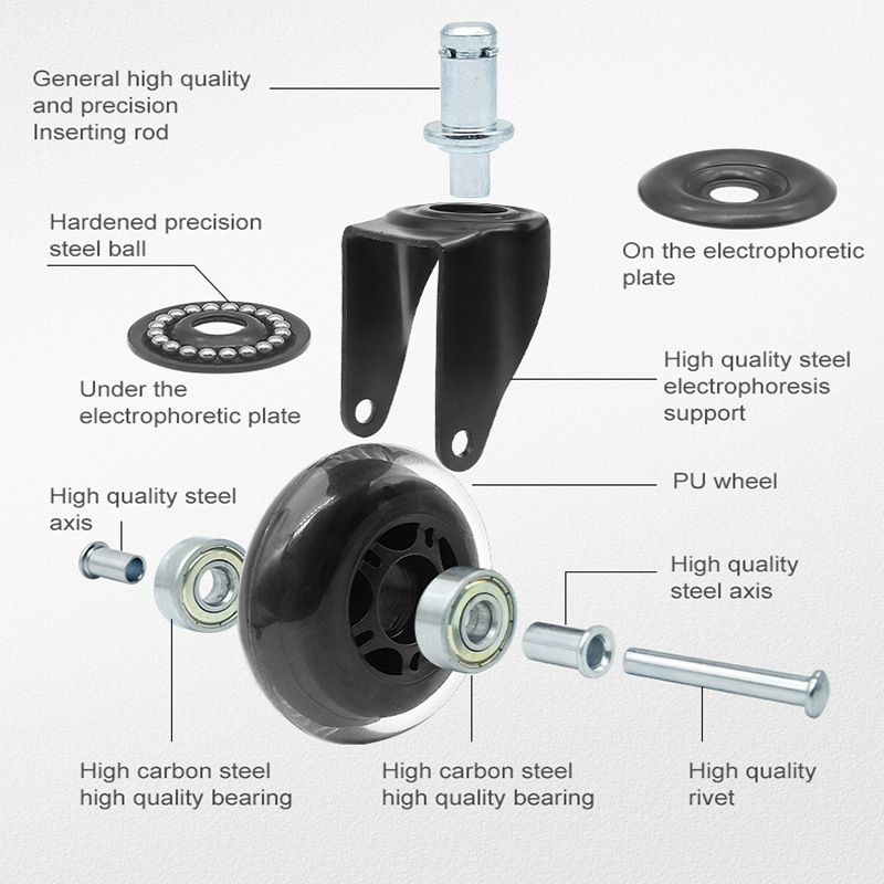 roue de chaise Replacement caster wheels wholesale 3 inch 4inch roller blade office chair Castors Wheels