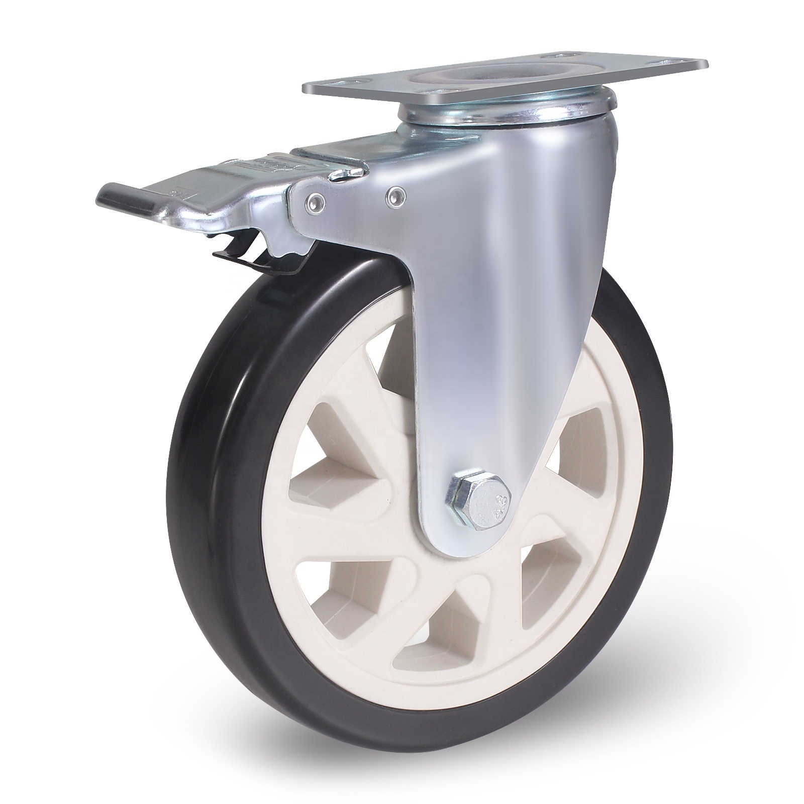 Caster Wheels Heavy Duty With Brake Rubber Trolley Wheel 4 Inch 5inch 6 Inch 8 Inch