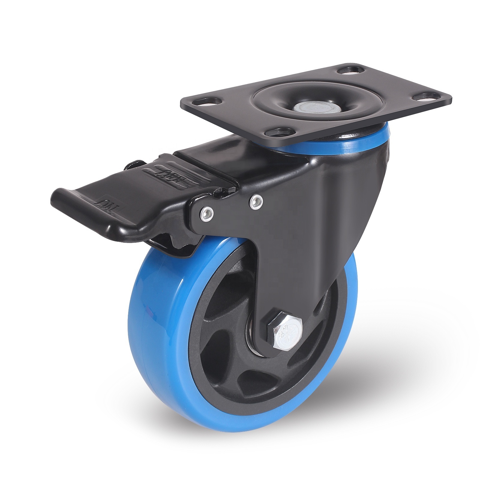 Polyurethane Swivel Plate Locking Casters Wheels Rubber Dolly Wheel Heavy Duty Metal Caster Wheels