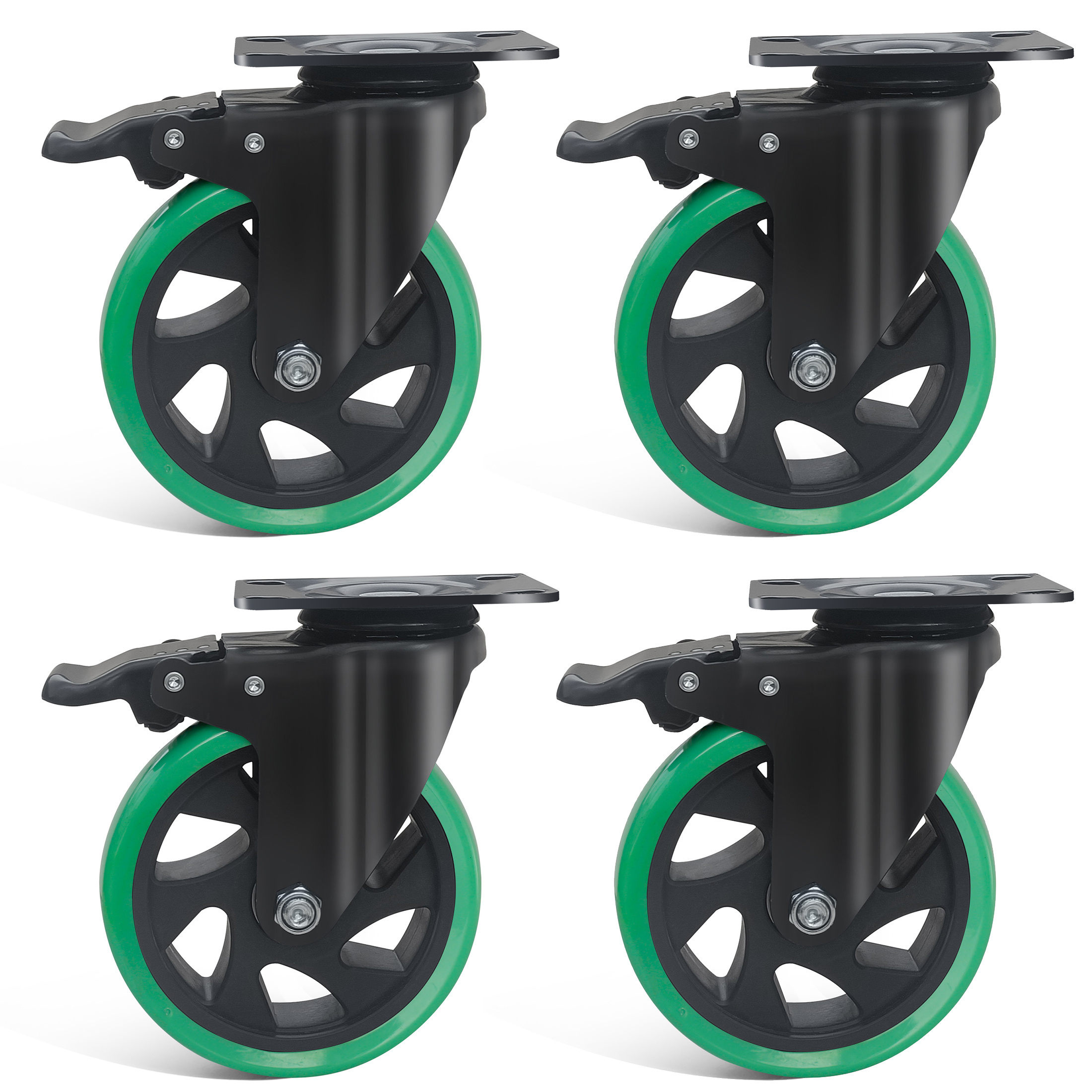 2.5/3/4/5/6 inch Industrial Tool Cabinet Cart Swivel Green PVC/PU Caster Wheels Wholesale  Heavy Duty Swivel Casters