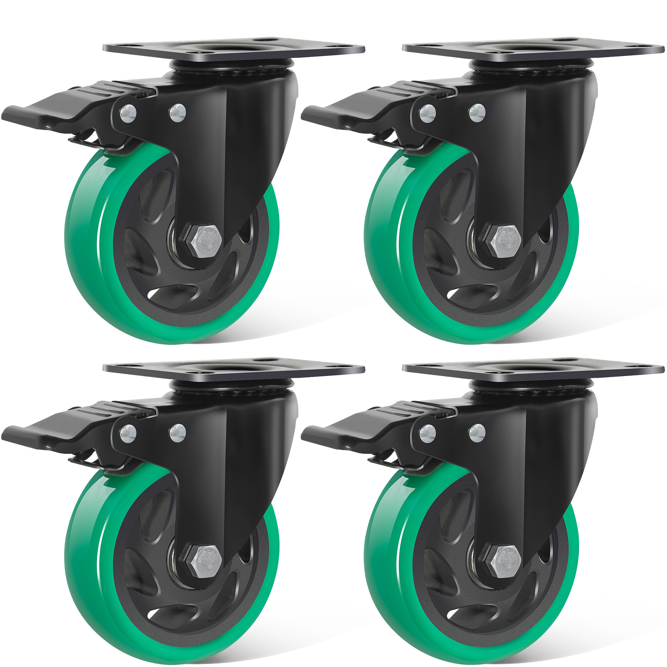 2.5/3/4/5/6 inch Industrial Tool Cabinet Cart Swivel Green PVC/PU Caster Wheels Wholesale  Heavy Duty Swivel Casters