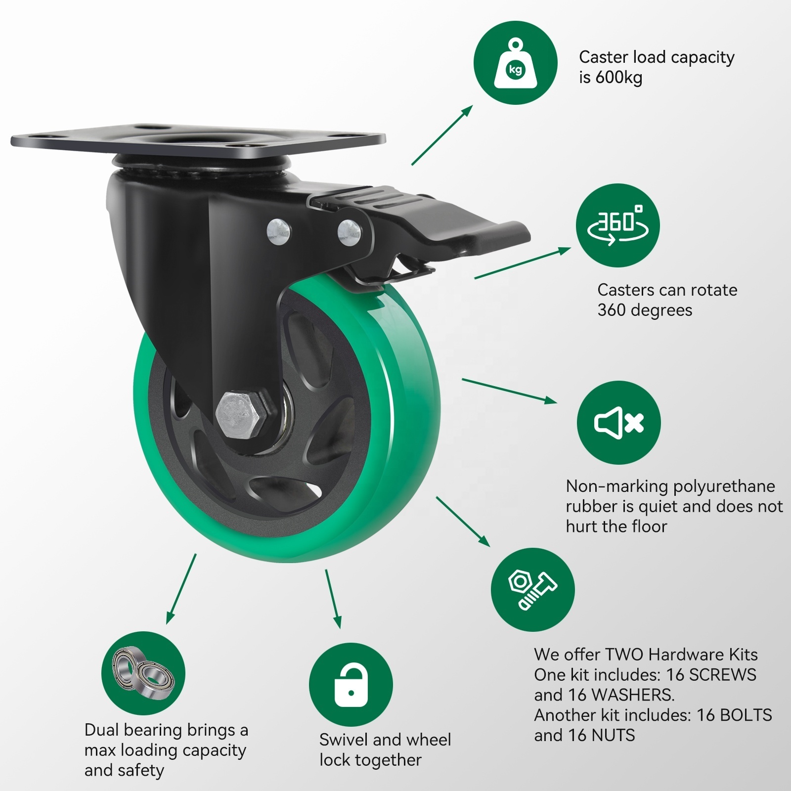 hand carts trolleys folding casters set 3''  heavy duty caster wheel for generator