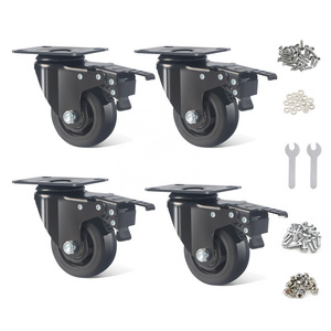 factory 75mm 3 inch top plate double ball bearing industrial casters equipment platform heavy duty trolley cart PU caster wheels