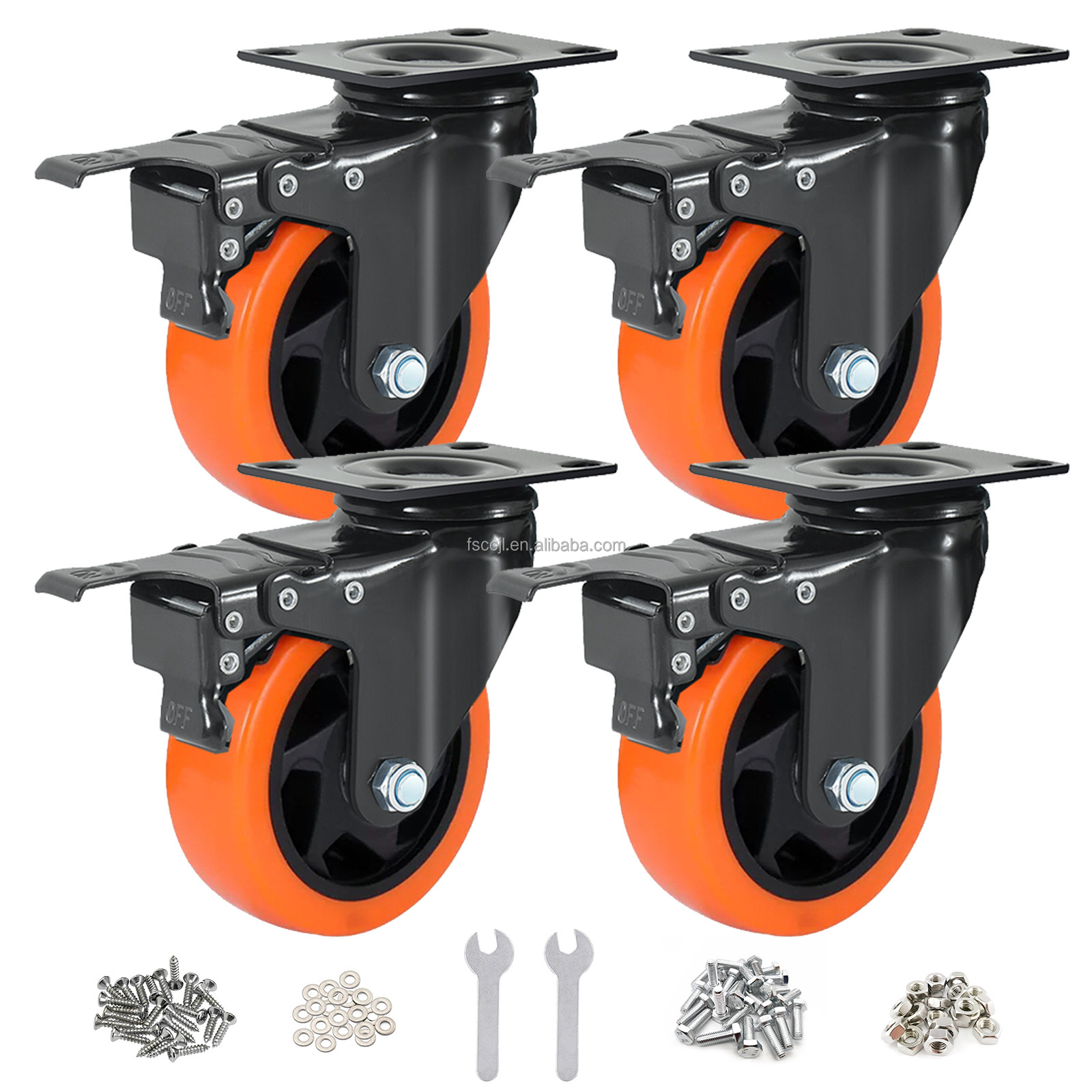 3/4/5/6 inch Industrial Medium Duty 100mm Castor PVC Orange Swivel Heavy duty Caster rotating wheels