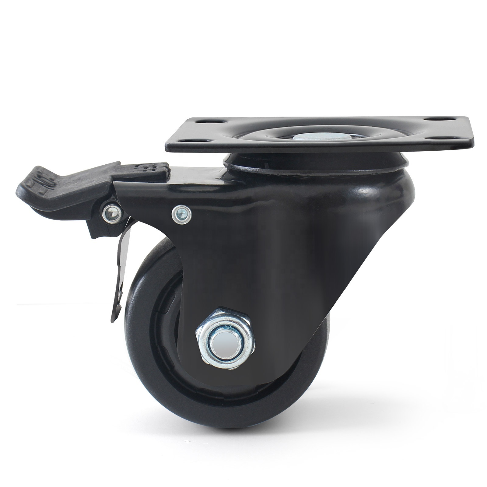 2.5'' Low Profile Gravity foshan caster wheels heavy duty swivel nylon caster wheel black castor wheel for Mechanical Equipment