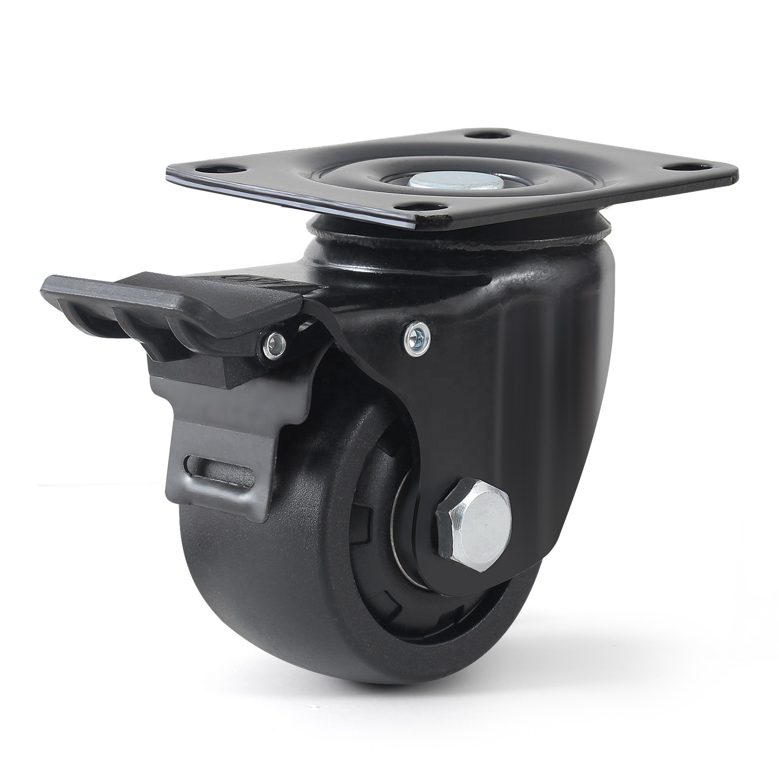 2.5'' Low Profile Gravity foshan caster wheels heavy duty swivel nylon caster wheel black castor wheel for Mechanical Equipment