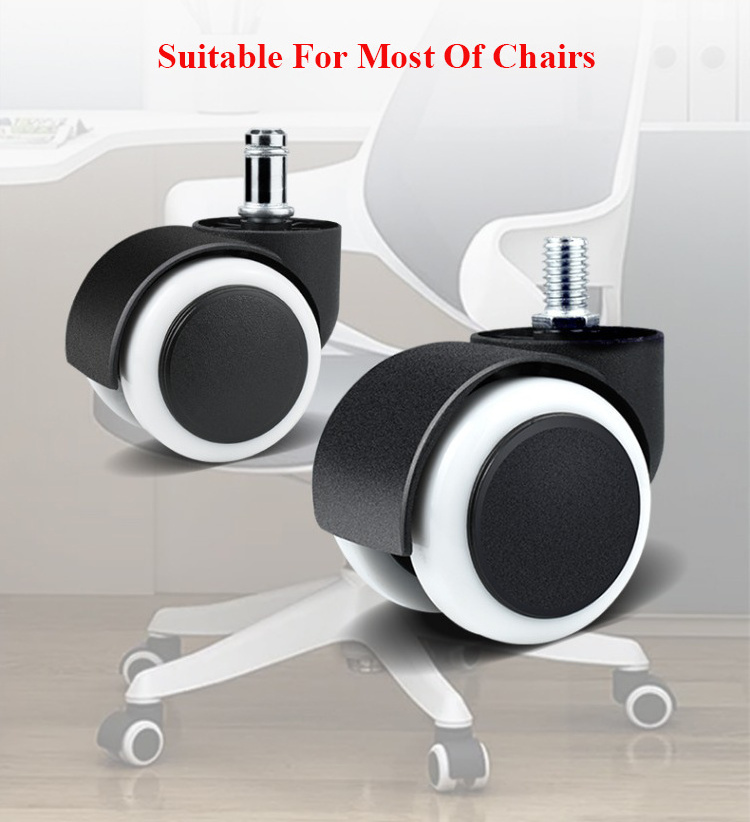 Manufacturer  Swivel popular Threaded  Plastic Castor Replacement office chair 2 Inch Pu Caster For Office Chair