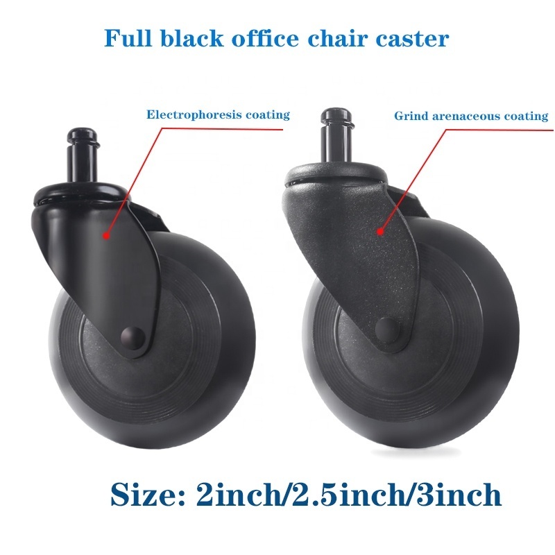 3 Inch Office Chair Wheels Caster Replacement Pin Type Modern PU Rollerblade Style  revolving Office Chair Wheels For Hardwood