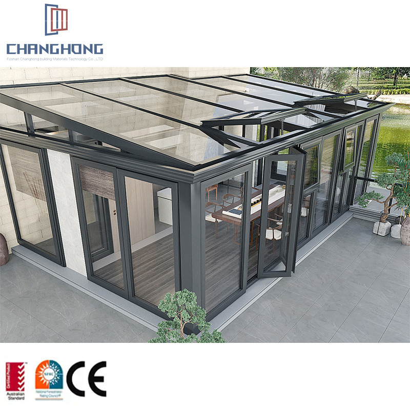 Factory Customized Construction Aluminum Panels Glass Houses Modern Glass sunroom glass roof panels houses sun room