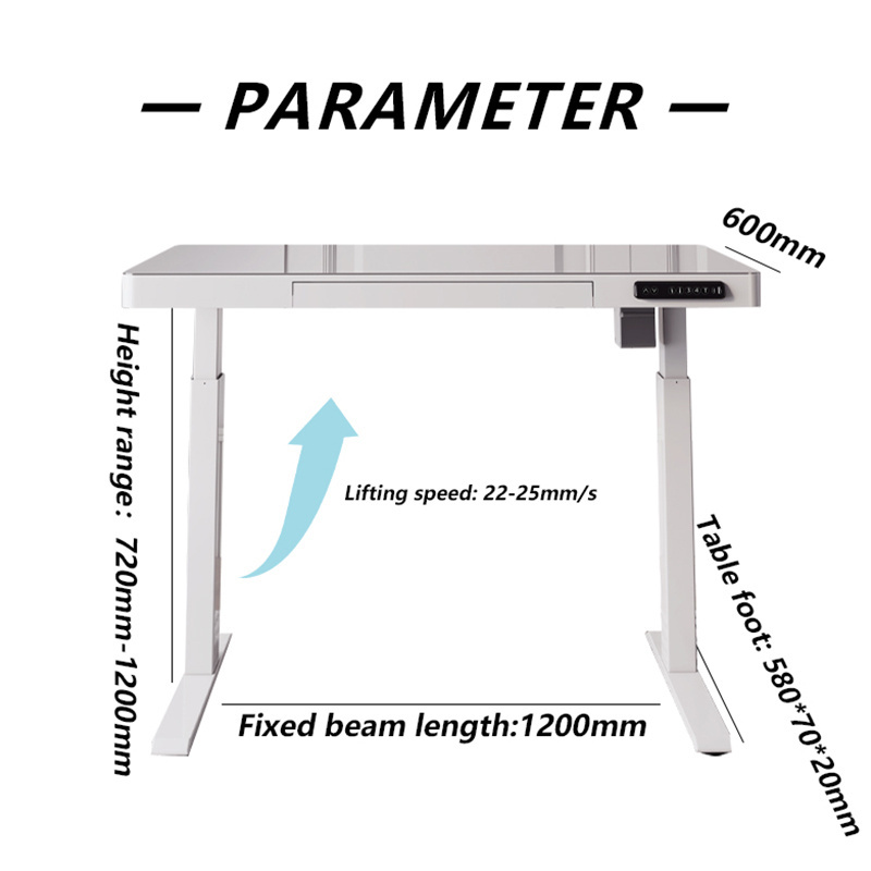 Factory Price Ergonomic Electric computer Tables Standing Adjustable Height Desk With Glass Top Office Furniture