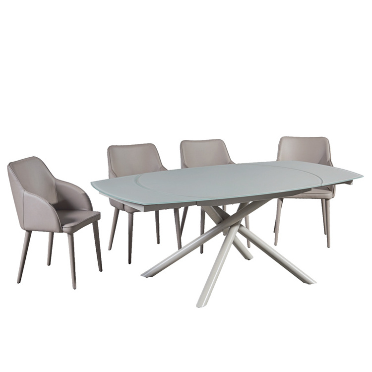 Hot sell 4/6/8/10/12 Seater Large Space Saving Popular Marble Sintered stone Ceramic Top Frame Metal leg Extendable Dining Table