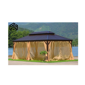 CHARMING Outdoor Garden Galvanized Steel Hardtop Double Roof Gazebos 8x8