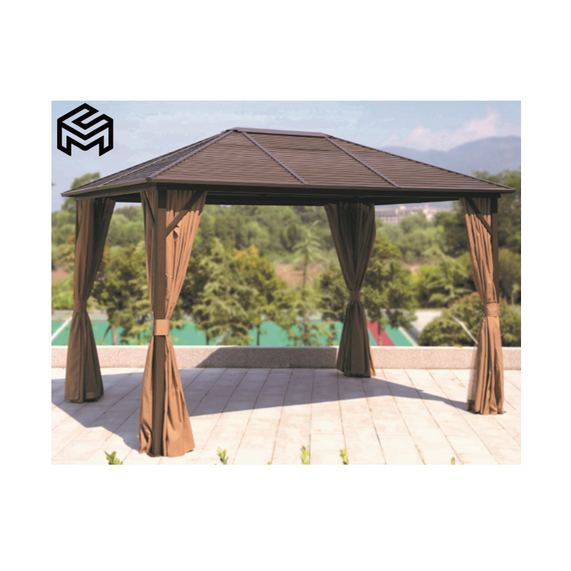 CHARMING Outdoor Garden Galvanized Steel Hardtop Double Roof Gazebos 8x8