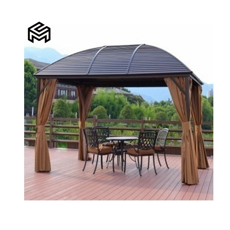 CHARMING Outdoor Garden Galvanized Steel Hardtop Double Roof Gazebos 8x8