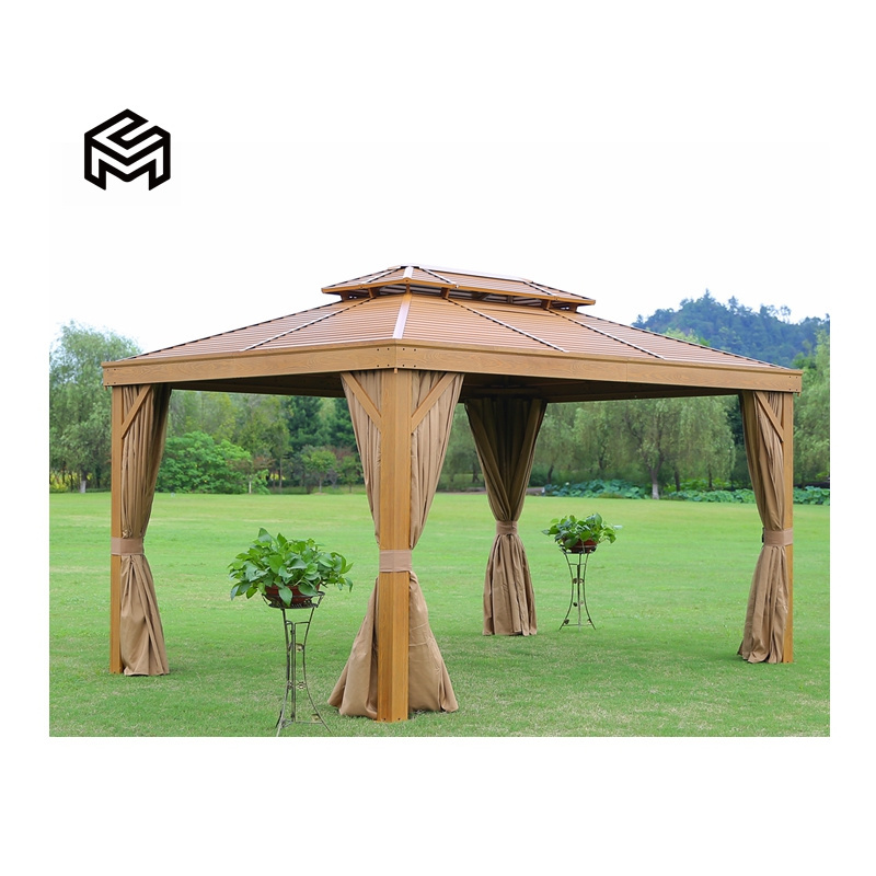 CHARMING Metal Garden Galvanised Gazebo 12x12 Hardtop Gazebo Outdoor Pergola Galvanized Roof