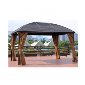 3x4 Windproof Canopy Garden Gazebo Metal Aluminium Hardtop Roof Gazebo