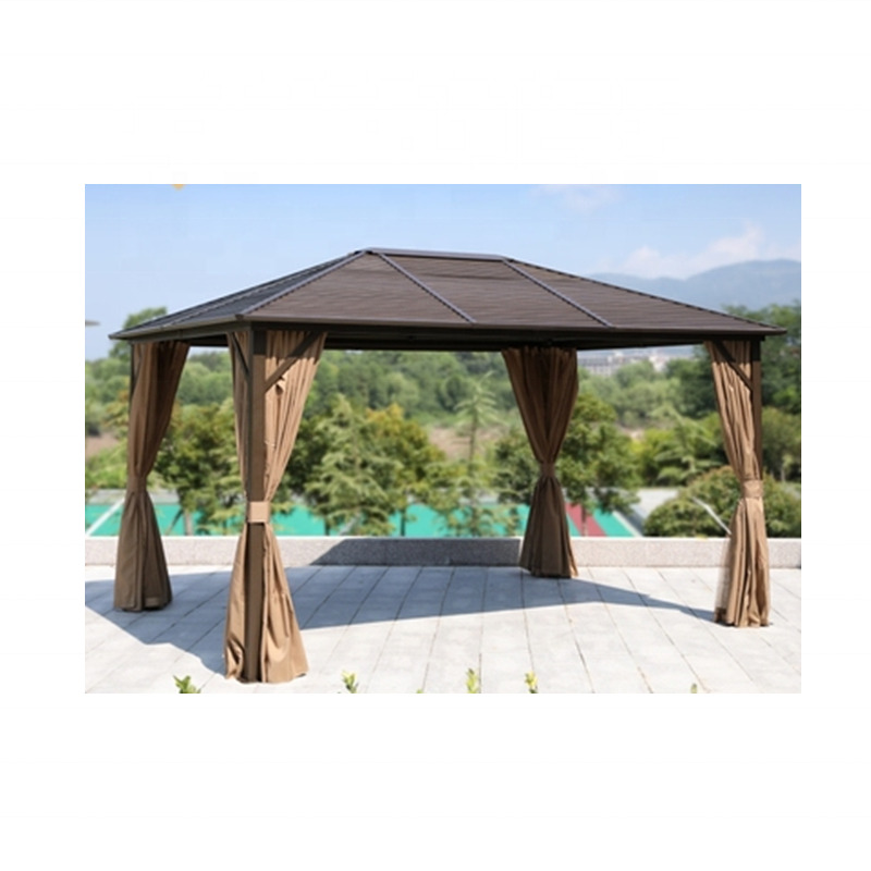 3x4 Windproof Canopy Garden Gazebo Metal Aluminium Hardtop Roof Gazebo