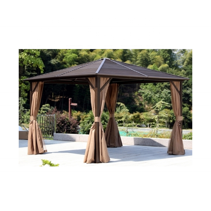 3x4 Windproof Canopy Garden Gazebo Metal Aluminium Hardtop Roof Gazebo