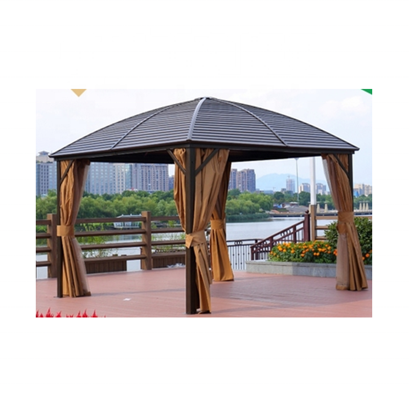 3x4 Windproof Canopy Garden Gazebo Metal Aluminium Hardtop Roof Gazebo