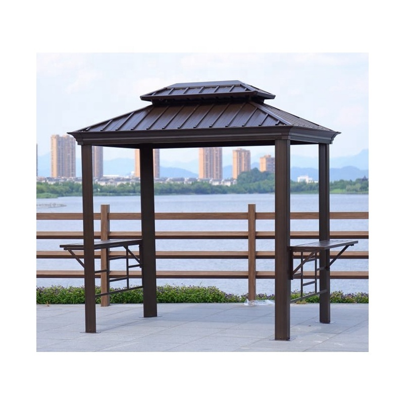 Large Backyard Tent Gazebo Aluminum Frame Hard Top Roof Heavy Duty Gazebo