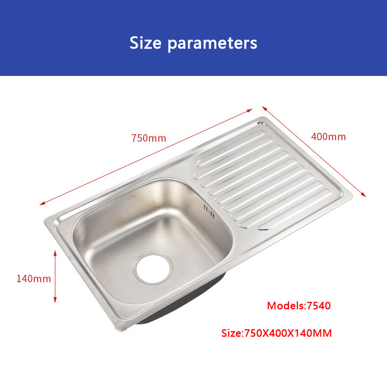 Embedded sink household stainless steel dishwashing dishes with plate drain   vegetable sink restaurant