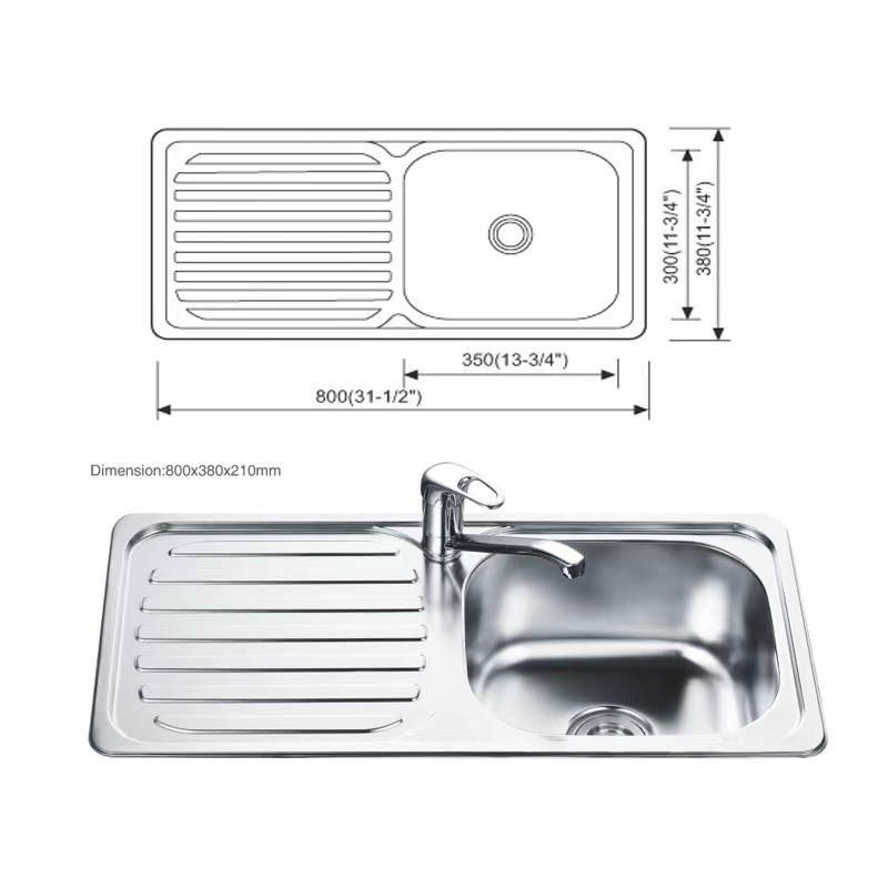 Embedded sink household stainless steel dishwashing dishes with plate drain   vegetable sink restaurant