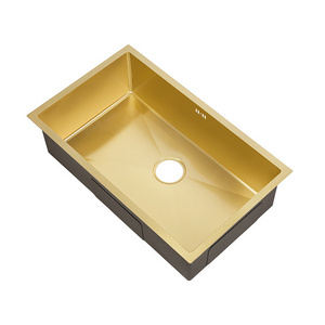 Manufacturers export local gold stainless steel kitchen and large single basin under the stage of household use.