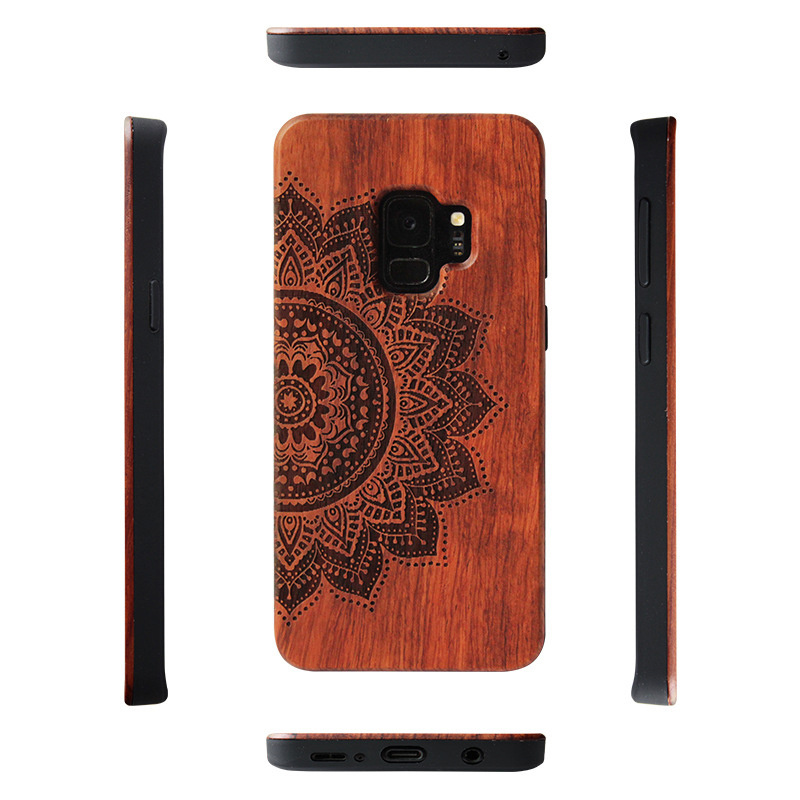 Wholesale Wood Tpu Phone Case Laser Carving Custom Wooden Mobile Phone Case S21 Ultra For Samsung S9 Plus