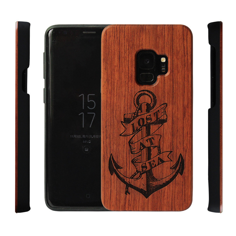 Wholesale Wood Tpu Phone Case Laser Carving Custom Wooden Mobile Phone Case S21 Ultra For Samsung S9 Plus