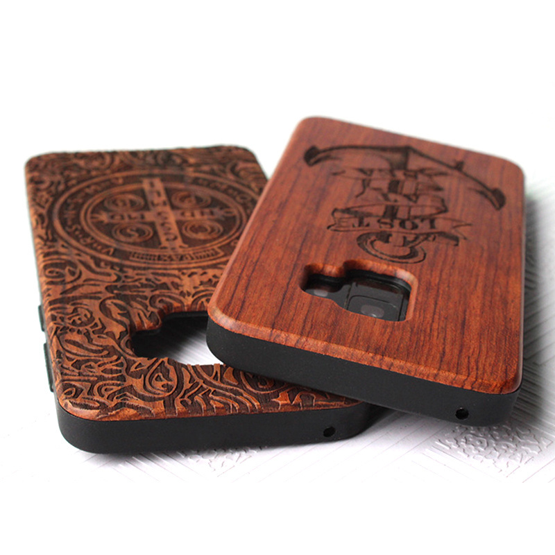 Wholesale Wood Tpu Phone Case Laser Carving Custom Wooden Mobile Phone Case S21 Ultra For Samsung S9 Plus