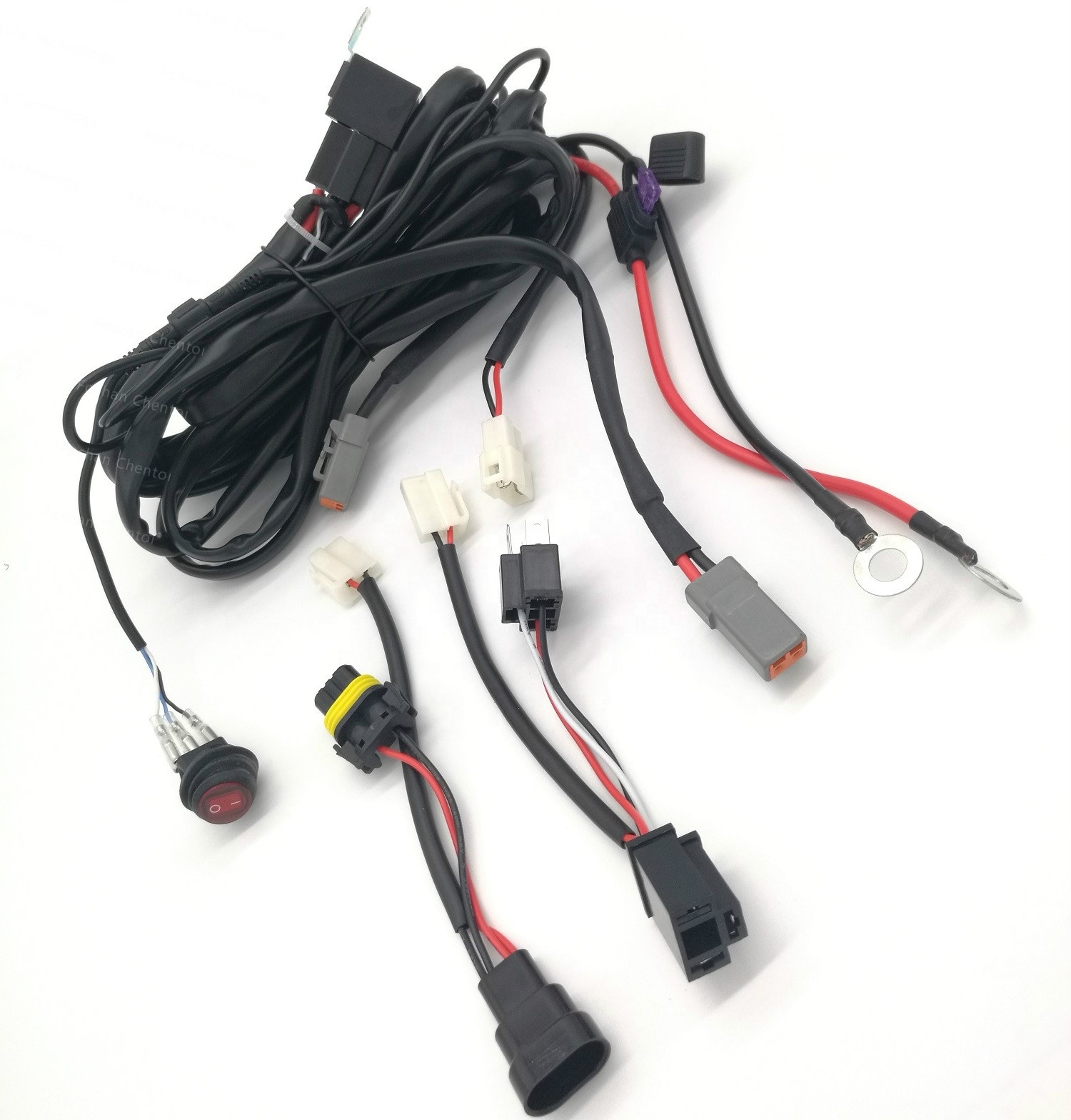 Off-Road Vehicle Headlight High Beam Lamp H4 HB3 9005 Connecting 300Watt LED Light Bar Wiring Harness