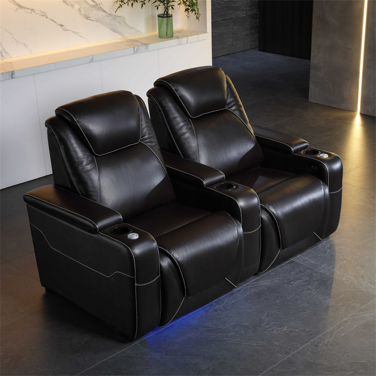 Top Leather Power Reclining Movie Theater Sofa Popular Electric Waterproof Durable Cinema Sofa